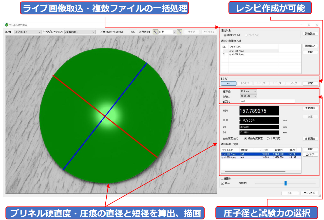 ブリネル硬さ測定機能